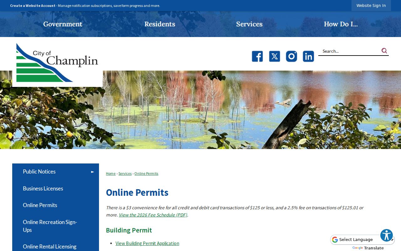 Champlin street directory city online permits interface